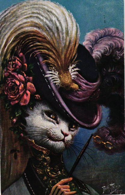 Katze mit Hut, sign. Arthur Thiele