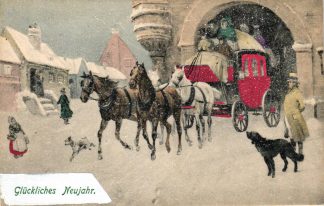 Neujahr, Pferde, Kutsche, Verlag VK Vienna, um 1910/15