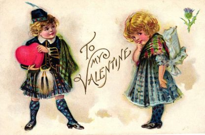 Valentinstag, Junge und Mädchen, Prägekarte, um 1910
