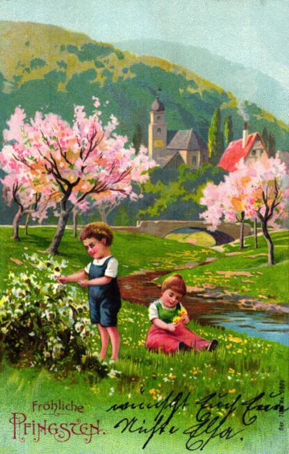 Pfingsten, Kinder, Wiese, 1904