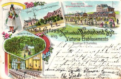 Westerland / Sylt, Farb-Litho "Victoria-Etablissements", 1898