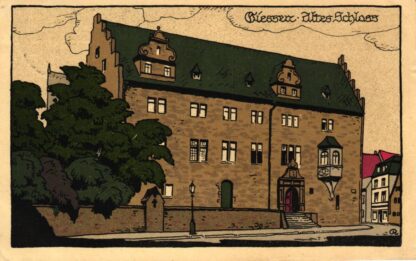 Giessen, Altes Schloss, Steindruck-AK, 1924 nach Bad Schandau versandt