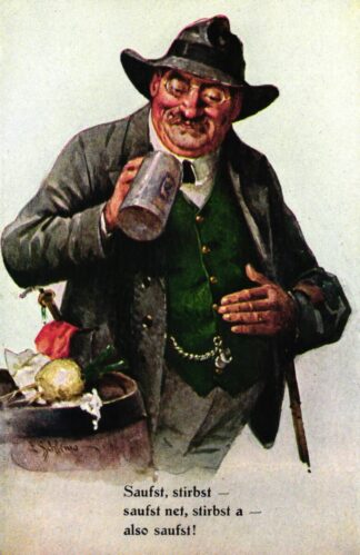 Bier, Mann mit Bierkrug, um 1910/20