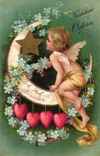 Ostern, Engel, Halbmond, 1911 in Lübeck versandt
